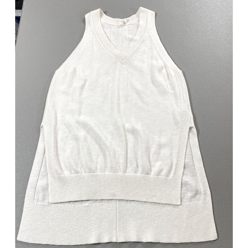 ANTHROPOLOGIE Desmond XSP Sweater Vest White Sleeveless High-Low Knit Tunic Top